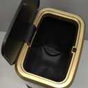 TIPGO Bathroom Trash Can with Lid, 2.1 Gallon / 8 Liter Small Garbage Can, Press Top Bin, Stainless Steel Wastebasket with Pop-Up Lid for Bedroom, Living Room, Office (Black)