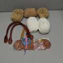 ORIGACH DIY Crochet Handbag Kit for Beginners, Khaki Striped Crochet Bag with PU Leather Band and Base, Complete Crochet Set to Make a Bag, Include Yarn, Crochet Hooks, Markers and Instruction