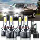 TXBILMOO Compatible For GMC Yukon XL 1500 2500 2000-2006 9005 9006 High/Low Beam 880 Fog Light Bulbs, 32000LM 300% Brightness 6500K White with Cooling Fan, Plug and Play, IP68 Pack of 6