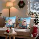 Christmas Pillow Covers 18x18 Set of 2, Santa Claus Surfing Beach Holiday Pillow Case Double Sided Printing Cushion Covers for Sofa Couch Bed Summer Winter Coastal Xmas Home Decor (Wl-dpcsd-santa)