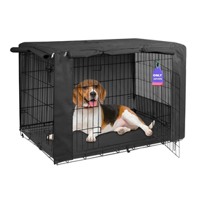 HiCaptain Black Dog Crate Cover for 30 Inches Wire Crates, Heavy-Duty Polyester Indoor Dog Kennel Cover Universal Fit for 1 2 Doors Standard Metal Cage (Black)