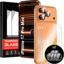 For iPhone 17 Pro Max 6.9"Back Screen Protector with Camera Lens Protector,9H Hardness Anti-Scratch Tempered Glass,Case Friendly, Anti-Fingerprint,Anti-Scratch,Easy Installation,6.9 inch(3+2 PACK)