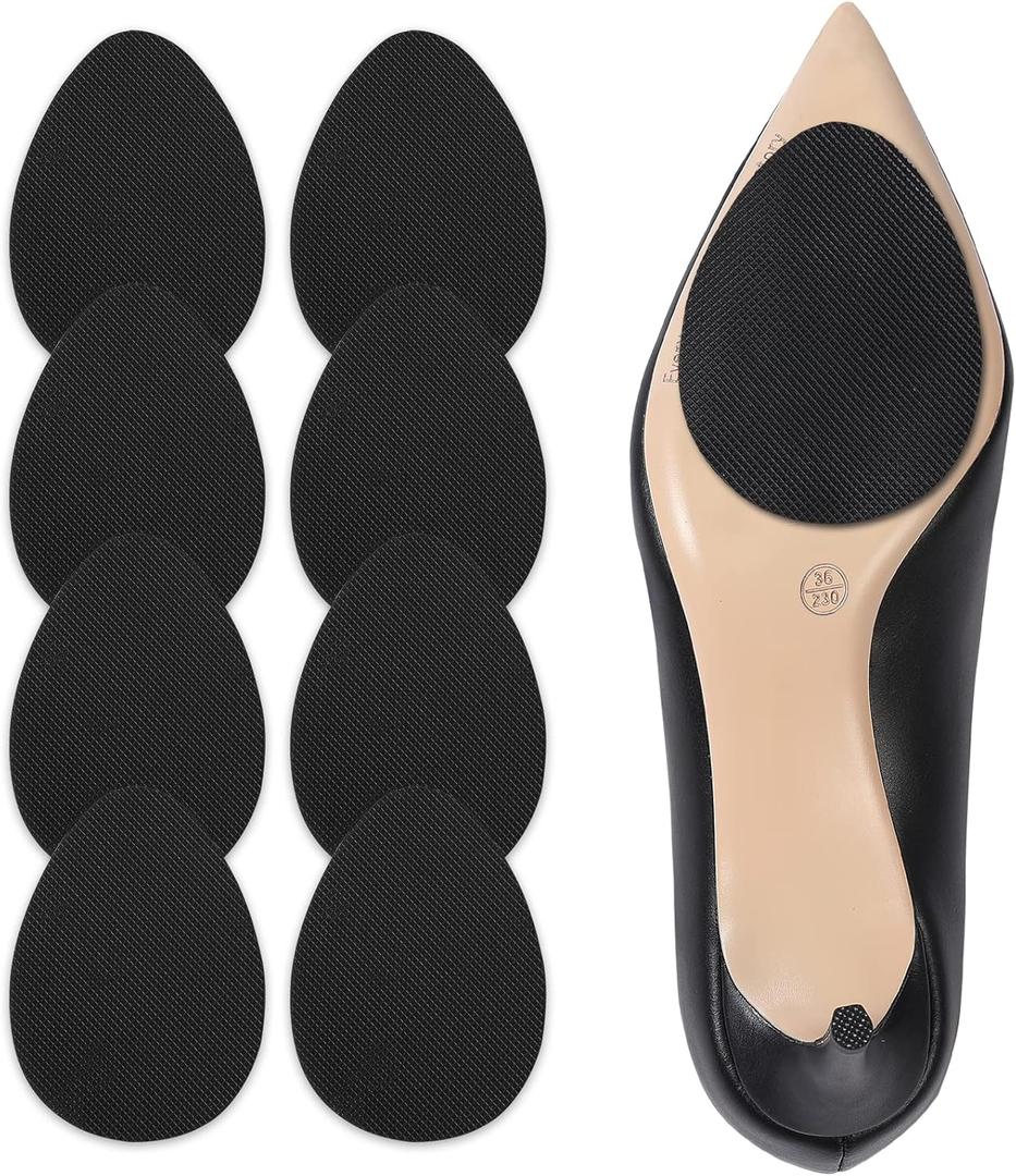 Ashoesert's Shoe Sole Protector for Heels,Shoe Grips on Bottom of Shoes, Anti Slip Shoe Grips,Non Slip Shoe Pads,Non Slip Pads for Shoes, Shoe Gummies for Heels (3.5"2.5", Black - 4 Pairs)