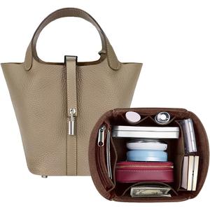 SMART DK Purse Organizer Insert for Handbags,Felt Bag Organizers Fit Picotin 18/22/26 Bags (Brown, P22)