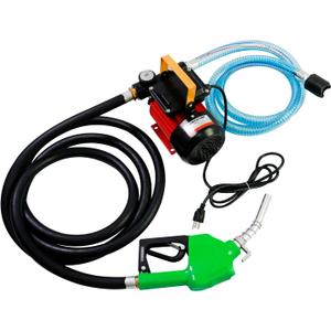 110V 16GPM Electric Fuel Transfer Pump Kit - Self-Priming Diesel/Kerosene/Bio Pump w/Auto Shut-Off Nozzle & Hose, Cast Iron/Aluminum Construction