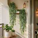 Artificial Hanging Plant 2 Pcs Faux Plant Ivy Vine Faux Eucalyptus Vines Fake Potted Greenery for Wall Living Room Home Shelf Office Bathroom Outdoor Indoor Decor (Type 1)
