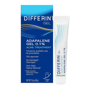 Differin Acne Treatment Gel, 180 Day Supply, Retinoid Treatment for Face with 0.1% Adapalene, Gentle Skin Care for Acne Prone Sensitive Skin, 45g Tube