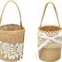 2 Pcs Burlap Flower Basket Wedding Candy Gift Basket for Wedding Ceremony Party Christmas
