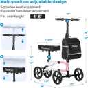 BlessReach Economy Knee Scooter Steerable Knee Walker for Foot Injuries Compact Crutch Alternative with Dual Braking System (Pink)