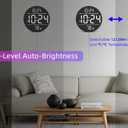 Digital Wall Clock with Large LED Display, Date, Temperature, Auto-Brightness | Small [PLUG-IN] Clock | Modern Electric Wall Clock for Bedroom, Classroom, Living Room, Home, Office, Farmhouse White