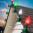 C9 LED Christmas Lights Outdoor, 99 Feet 150 LED C9 String Light with 150 Spring Clips, Waterproof Connectable Christmas Tree Lights for Outside Roofline Patio Home Xmas Decor, Red Green Pure White