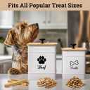 Dog Treat Container Airtight Set of 2 - 8x6 & 7x5 inch Iron Dog Treat Jars for Kitchen Counter with Airtight Bamboo Lids - 20 Cup Capacity Pet Treat Container Set - Doggie Cookie Jar - Treats Canister