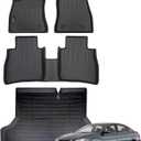 Car Floor Mats & Cargo Liner for 2014-2019 Nissan Sentra S/SV/SR All Weather Full Set Automotive Floor Liners Custom for Sentra Accessories Black Trunk Mat