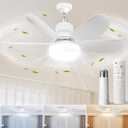 Socket Fan Light with Remote,Small Ceiling Fans with Lights,Smart Timing Dimmable 3 Colors,E26 Base Socket Ceiling Fan for Bedroom Living Garage KitchenWhite