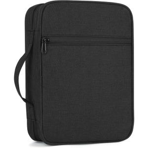 GERMUN Bible Cover with Durable Handle, Carrying Book Case Church Bag Bible, Protective with Zippered Pocket, Bible Study Accessories Supplies, Book Protector for Book Lovers, Black