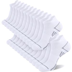 Shnn 12 Pairs Mens Ankle Socks Athletic Casual Low Cut Short Socks for Men With Tab Shoes Size 6-11 (White)