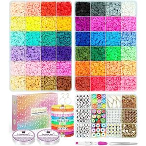 Bracelet Making Kit - 12000 Pcs Clay Beads, 48 Colors in 3 Boxes, Friendship Bracelet Kit with Elastic Strings, Polymer Spacer Beads, Jewelry Making Crafts Gift for Kids, Teens, Girls & Adults