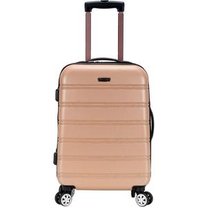 Rockland Melbourne Hardside Expandable Luggage with Spinner Wheels, Rosegold, Checked Large 28"
