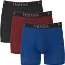Hanes Total Support Pouch Men's Boxer Brief Underwear, Anti-Chafing, Moisture-Wicking Odor Control, 3-Pack (Reg or Long Leg) (Large)