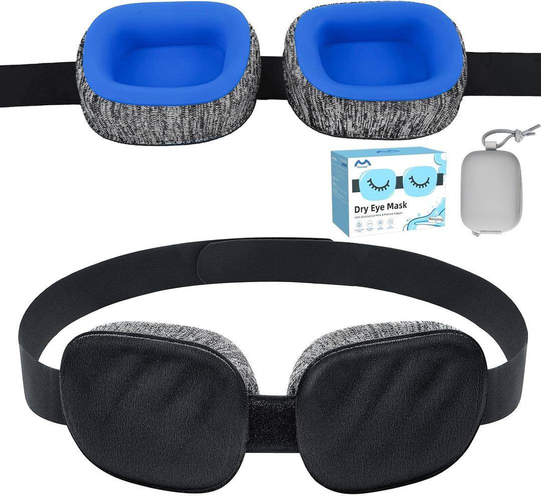 Eye Mask for Dry Eyes - Blackout Dry Eye Mask & Moisture Goggles - Adjustable Sleeping Mask for Men & Women - Removable Cleaning Silicone, Soft & Comfortable - Great for Travel, Shift Work