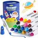 JUPITEARTH 18 Colors Rocket Tempera Paint Sticks with 120 PDF Coloring Pages, Quick Drying, Non-Toxic and Washable Paint Sticks for Kids and Students, Art Supplies for Drawing on Paper and Canvas