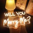 QiaoFei Led Will You Marry Me Neon Sign Word/Letters USB with Dimmer Switch Neon Lights for Room Decor Wedding Engagement Wall Hanging Decoration (Warm white)