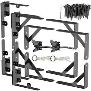 GoldOrcle Anti Sag Gate Kit Heavy Duty No Sag Kit Gate Corner Brace Bracket for Wooden Gate Fence with a Self-Locking Gate Latch (No Sag Kit C - 2Set), Black