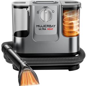 Upholstery Carpet Cleaner, MUJERBAY UltraHeat 12Kpa Portable Spot and Stain, Easy Move with Universal Wheels & Handle, 1.18-inch Deep Cleaning Machine for Couch, Stairs, Car and Pet Messes.
