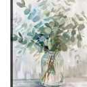 OWNANRTHM Eucalyptus Canvas Wall Art Botanical Wall Art Eucalyptus Pictures for Bathroom Plant Poster Vintage Eucalyptus Flower Herb Rustic Jar Painting for Living Room Bathroom Wall Framed 8X10 inch