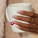 BTArtboxnails XCOATTIPS French Tip Press On Nails - Pink Glitter Base Long Square Press On Nails, 90 Pcs Salon Quality Soak Off Soft Gel Nail Tips Extension in 15 Sizes