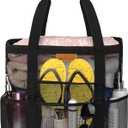 Mesh Beach Bags for Family - Women Beach Tote Bag for Toys, Towels, Travel Vacation Cruise Essentials