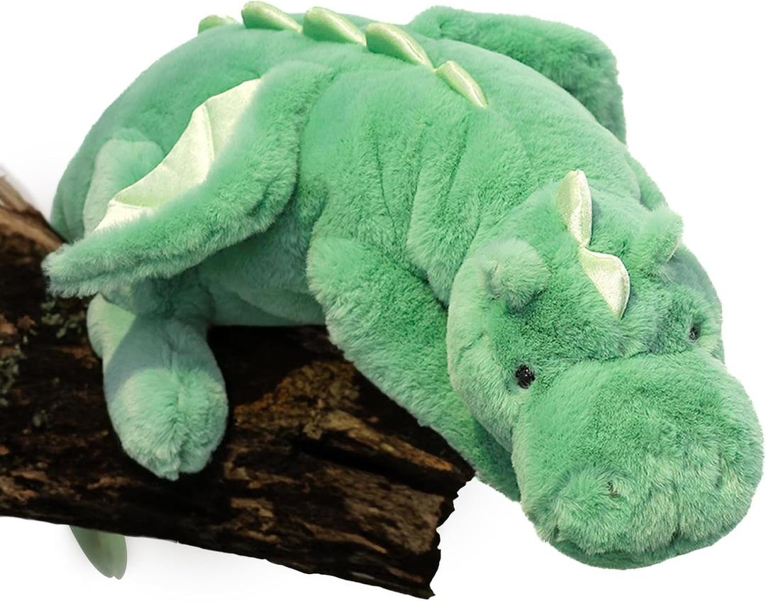 40In 2Lb Weighted Stuffed Animals, Cute Plush Dragon, Weighted Stuff Dinosaur Toy for Kids Adult Gift or Decoration (Green)