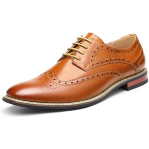 Bruno Marc Moda Italy Prince Men's Classic Modern Oxford Lace Dress Shoes (11 Wide, Wingtip Brown)