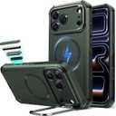 ESR for iPhone 17 Pro Max Case with Stash Stand, 7X Military-Grade Drop Protection with Camera Control, Shock-Absorbing Phone Rugged Cover, Compatible with MagSafe Accessories, Cyber Series, Green