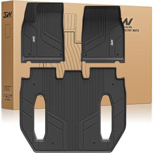 3W Floor Mats Fit for Tesla Model X 6 Seat 2021-2025 2026 All Weather TPE Custom Fit Floor Liners for 1-3 Rows Full Set Car Mats Black
