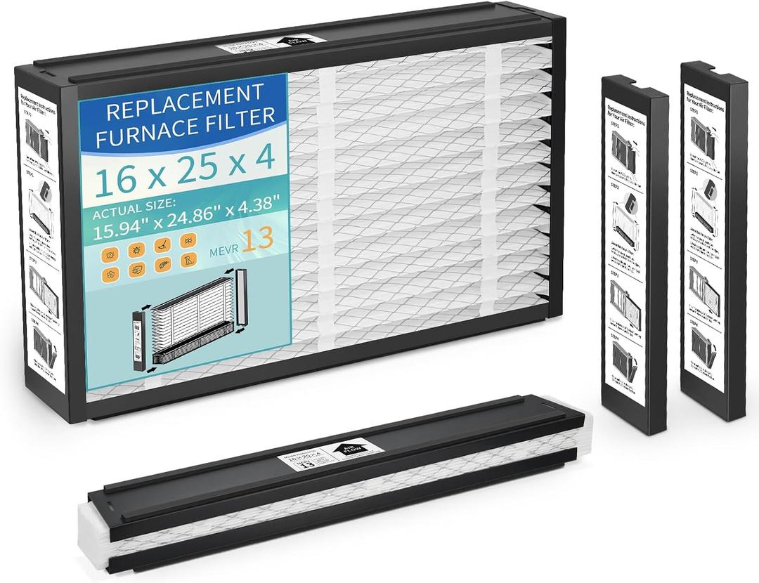2-Pack 16x25x4 Replacement Air Filter for Honeywell FC100A1029 MERV 13 Allergy & Dust Defense, Pleated HVAC AC Furnace Filters(Actual Size: 15.94 x 24.86 x 4.38 Inches)