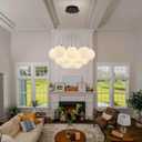 Bubble Chandelier,12-Lights Milk Glass Bubble Chandeliers Lighting, Modern Nordic Large Globe Chandelier, Mid-Century Ball Pendant Light Fixture for Dining Room,Hallway,Island