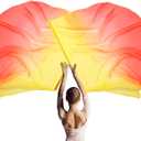 2 Pcs Set 32" Praise Dance Worship Flags with Scalable Rod for Kids Children Semicircle Praise Church Flags for Worship Dance Outdoor Practice Performance (Yellow/ Orange/ Red)