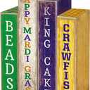 Lineshading 4 Pcs Mardi Gras Table Decor Rustic Wooden Book Sign Carnival Tiered Tray Decor Farmhouse Tabletop Sign Centerpieces for Mardi Gras Carnival Home Shelf Decoration