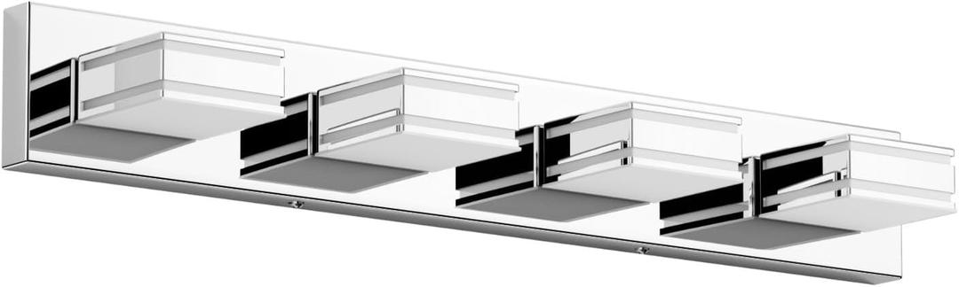 Ralbay Modern Chrome Vanity Light for Bathroom 4-Light 30inch Acrylic Modern LED Bathroom Wall Lighting Fixtures Over Mirror