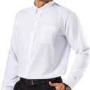 Oxford Dress Shirts for Men Big and Tall(Size XXL Big-6XL Big&Tall) Button Down Long Sleeve Business Casual Collared Shirts (White, XXXL)