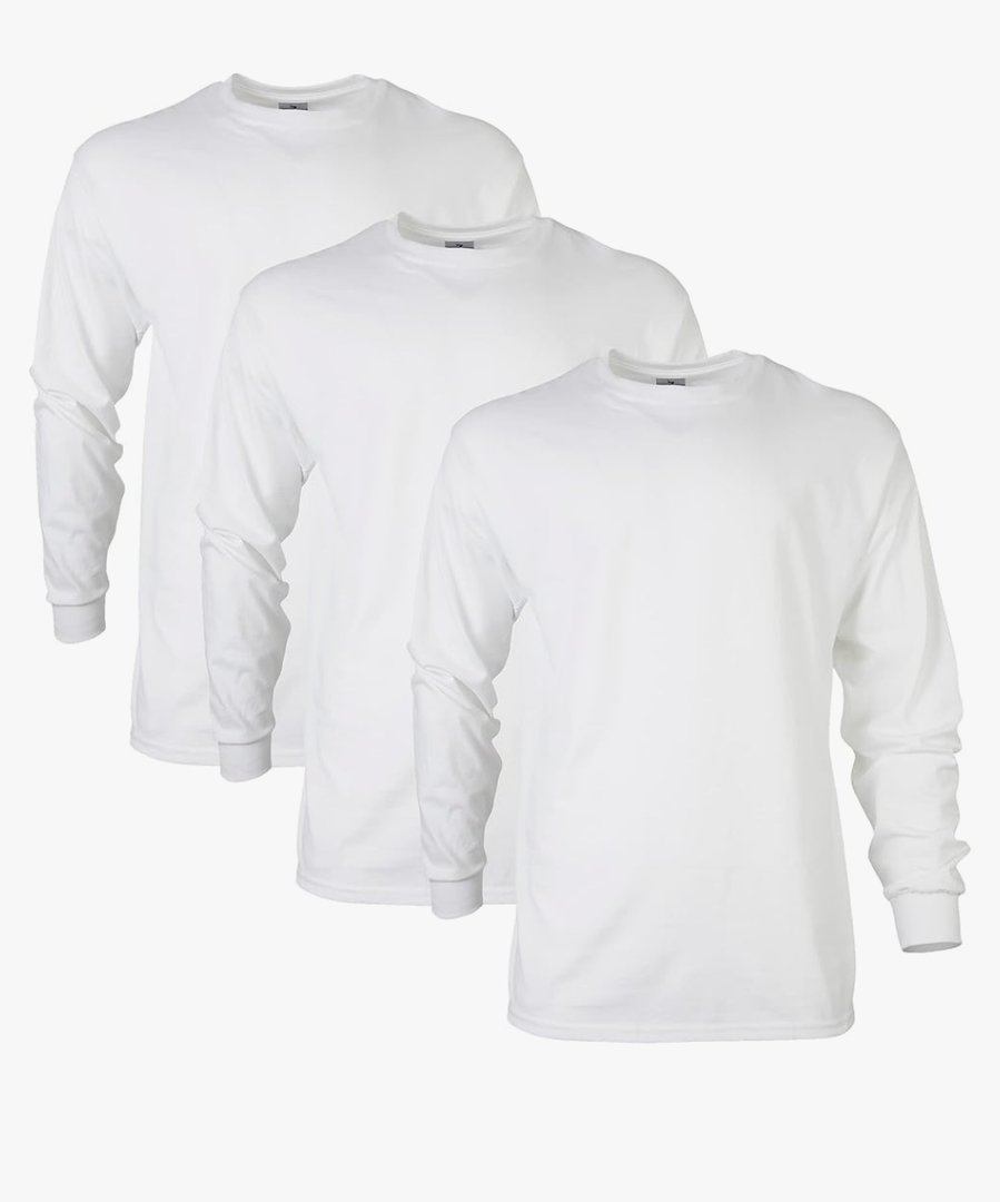 Gildan Adult Ultra Cotton Long Sleeve T-Shirt, Style G2400, Multipack, Size Medium, White 