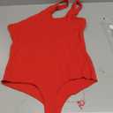 SAUNGKUAI Women's Sexy One Shoulder Sleeveless Cutout Thong Bodysuit Tank Top Body Suits V Backless Tummy Control Shapewear (Large, Red)