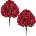 BLOSMON Red Artificial Geraniums for Outdoors, Set of 2, with Ground Stakes
29 x 19.7 Inches, Large, Realistic Topiary Ball Trees, Faux Silk Flower Bushes, for Front Porch Decor, Garden, Entryway