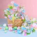 2 x 33FT Easter Tinsel Garland,Colorful Eggs Twisted Strip Wreath, Spring Hanging Strip Ornaments Decoration for Holiday Doors, Fireplaces, Mantelpieces, Windows, Outdoor Party Party Decorations