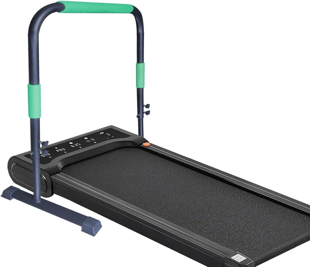 Handle Bar for Walking Pad Compatible with Walking Pad 23" Wide, Adjustable Handrail Height (31.5-43in), Heavy-Duty Steel Frame w/Non-Slip Base (Green Black)
