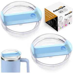 40 OZ Tumbler Lid Replacement Fit for Stanley Cup, 2 Pack Clear Replacement Lids Fit for Stanley Travel Tumbler, Spill Proof Tumbler Covers for Stanley Cup Accessories (Clear - Azure)
