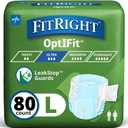FitRight Adult Diapers, Ultra Heavy Absorbency, L (Waist Size 44in-56in), 80 Count, OptiFit Incontinence Briefs for Men and Women, Disposable, Moisture-Wicking, Leak Protection