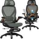 ELABEST X100 Ergonomic Mesh Office Chair with Footrest, Big and Tall Home Desk Chair with 5D Flip-Up Arms, Adjustable 3D Lumbar Support, Gaming & Executive Computer Chair, 24in x 26in x 41in