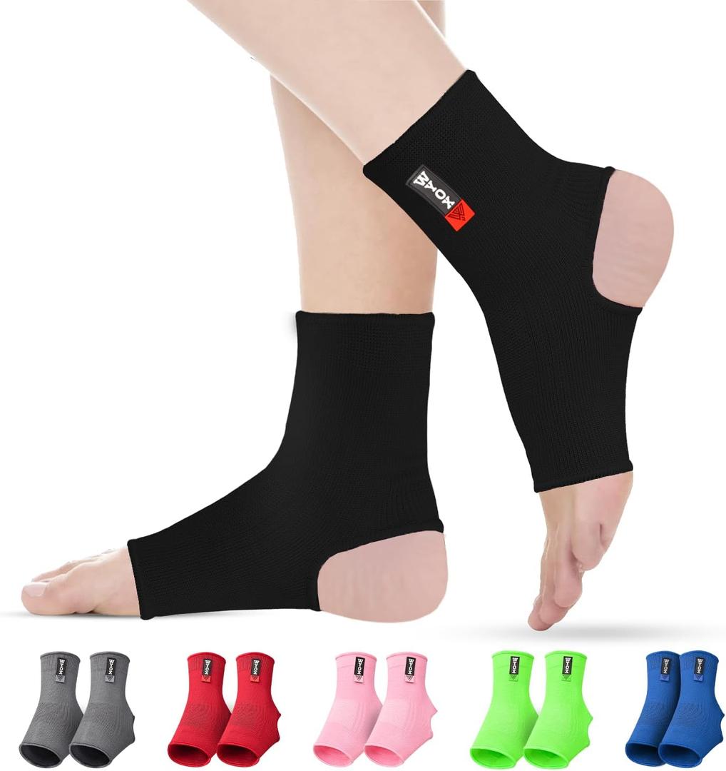 WYOX Ankle Brace for Sprained Ankle - Stabilizer Brace for Women, Support for Men, Achilles Tendonitis Wrap, and Compression Sleeve - Perfect for Running, Gym, Boxing, and Sports (Black, L/XL) (L / XL (Women 7.0 - 10.5/ Men 6.0 - 9.5))